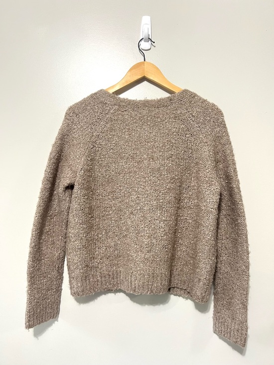 GAP Taupe Brown Cropped Knit Cardigan V-Neck Button Up Wool Blend Size Medium - Picture 4 of 11